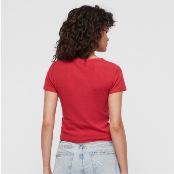 All Saints Rinna Ruched V-Neck Tee - Picture 2 of 4